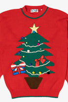 Vintage Red Bravo! Tree Christmas Pullover (1990s)