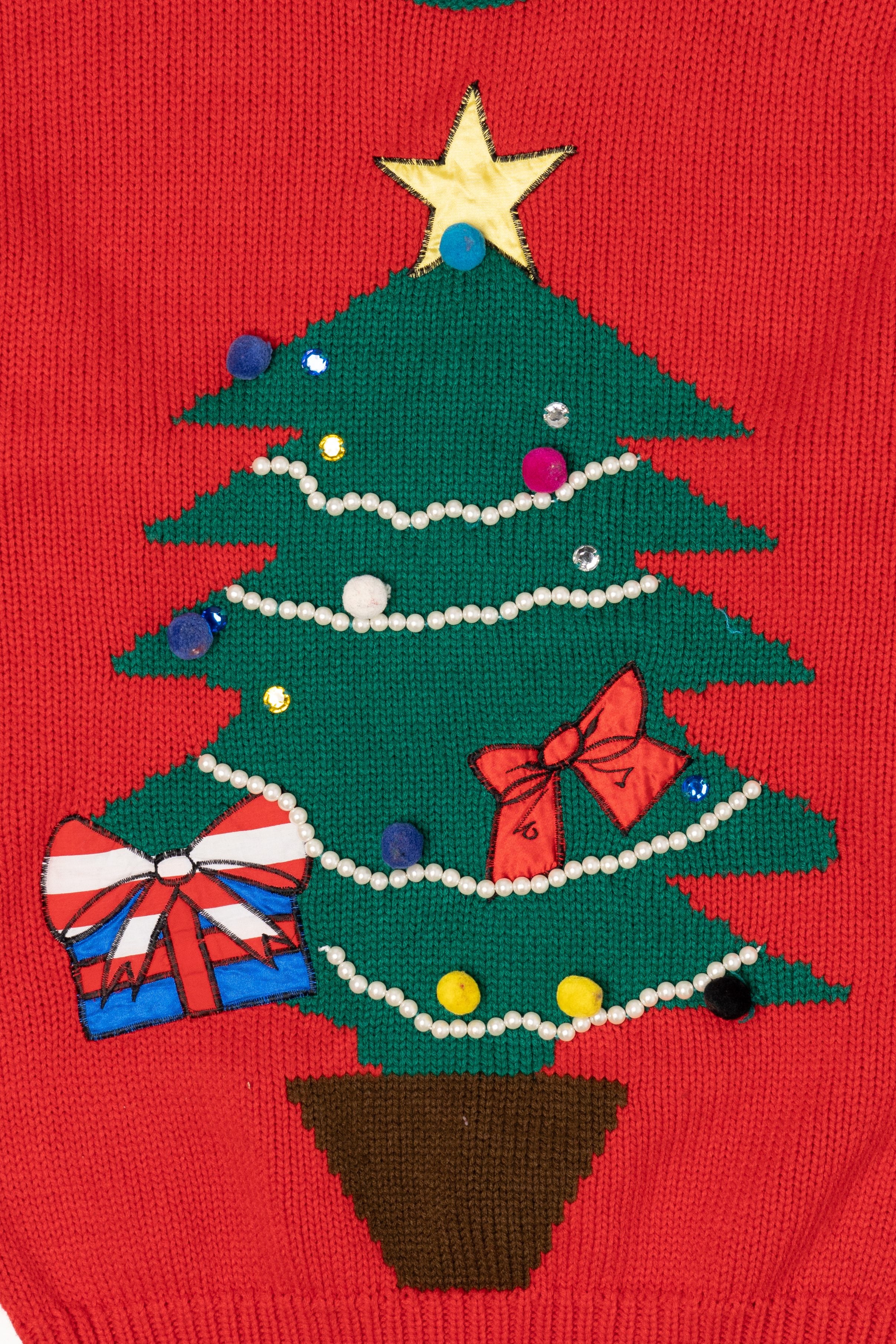 Vintage Red Bravo! Tree Christmas Pullover (1990s)