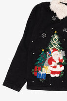 Vintage Black Victoria Jones Santa Ugly Christmas Cardigan (1990s)