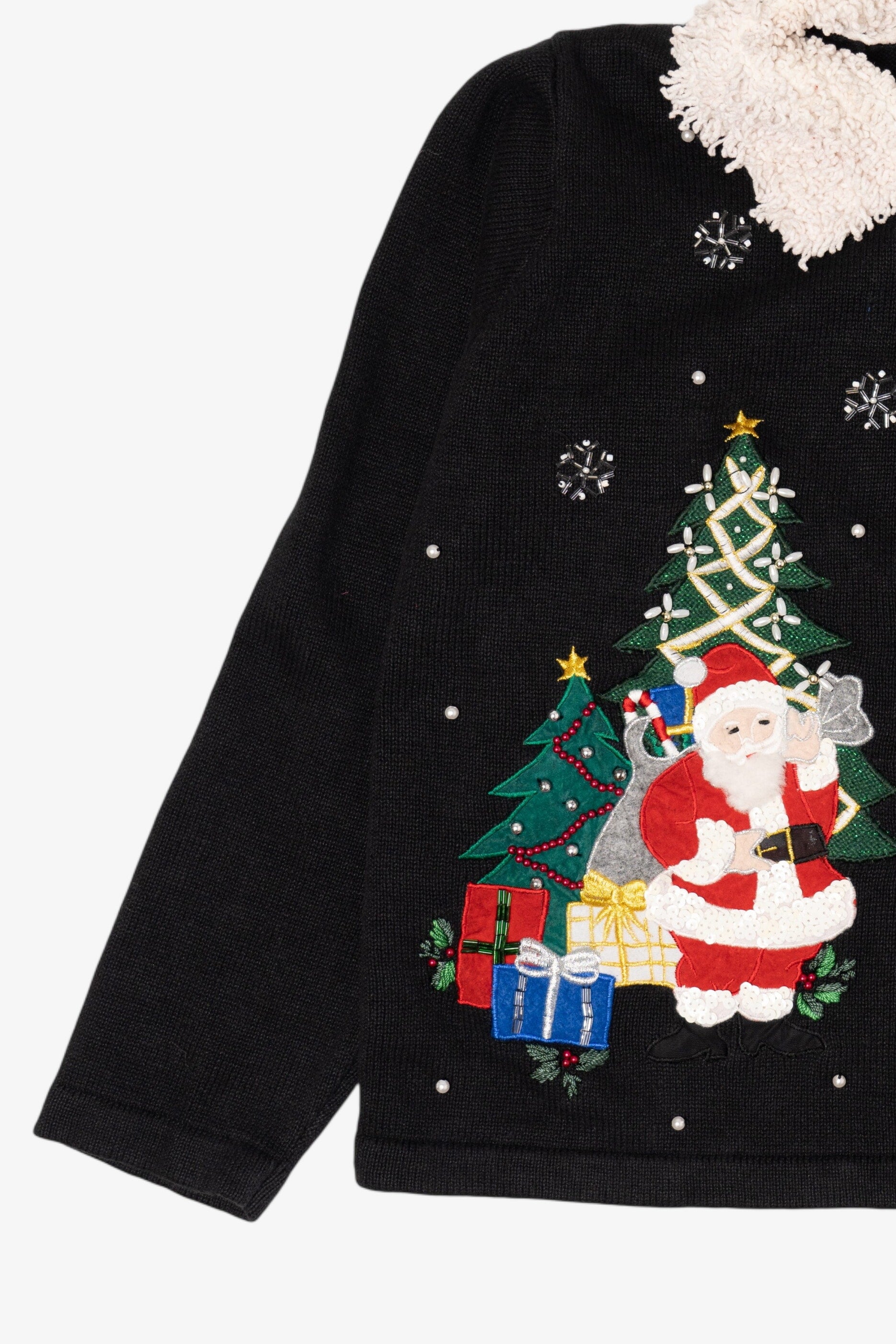 Vintage Black Victoria Jones Santa Ugly Christmas Cardigan (1990s)