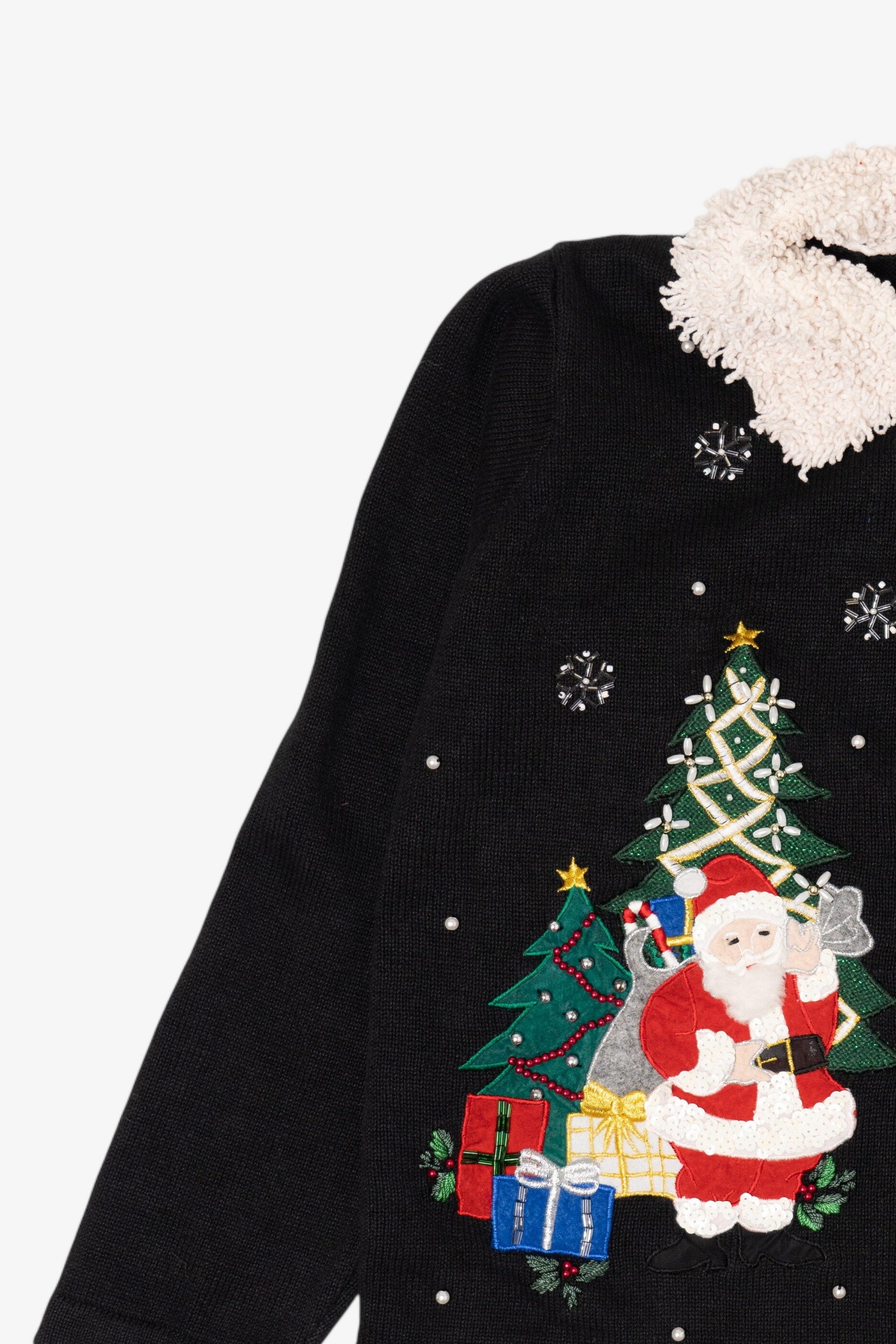 Vintage Black Victoria Jones Santa Ugly Christmas Cardigan (1990s)