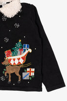Vintage Black Victoria Jones Santa Ugly Christmas Cardigan (1990s)