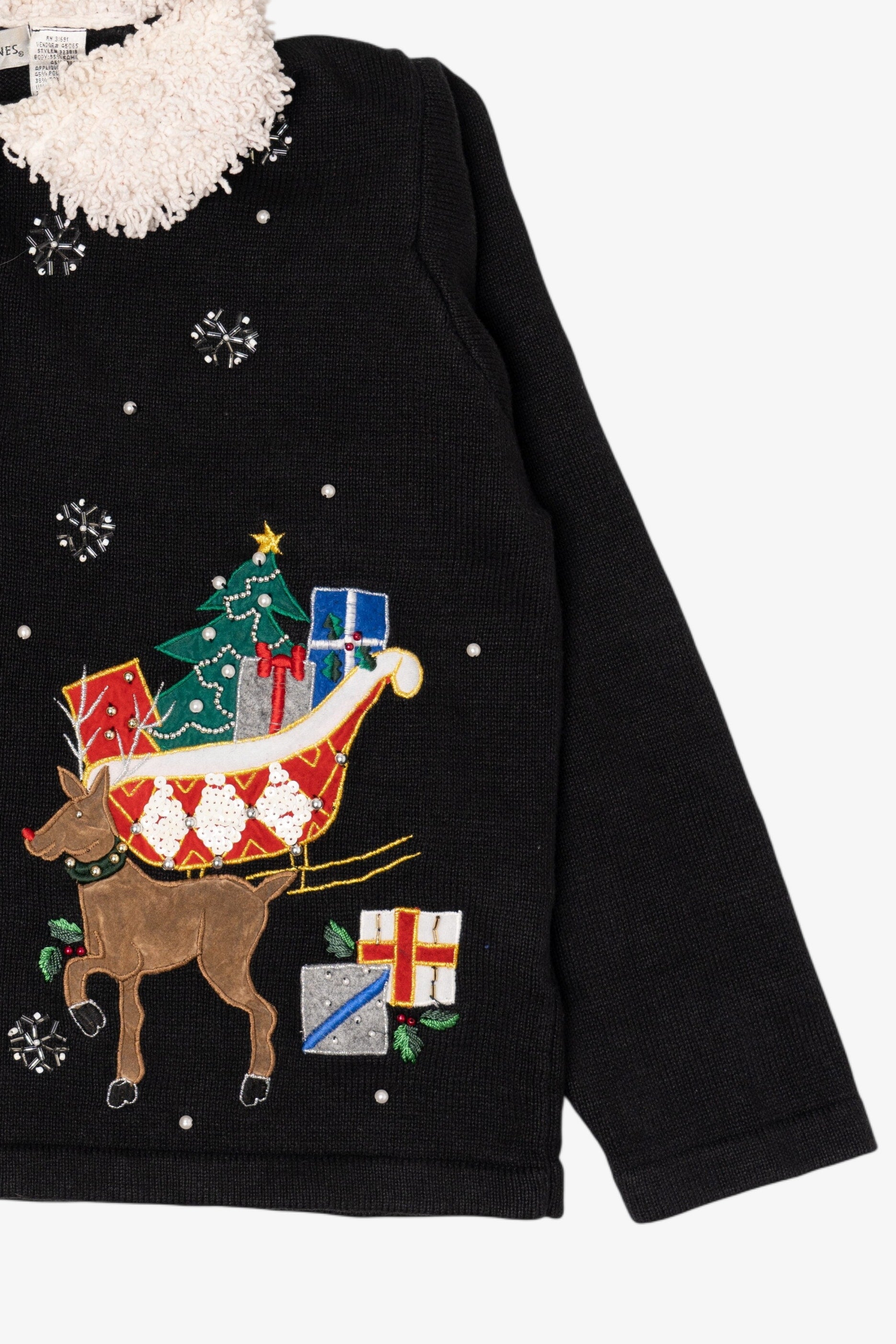 Vintage Black Victoria Jones Santa Ugly Christmas Cardigan (1990s)