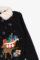 Vintage Black Victoria Jones Santa Ugly Christmas Cardigan (1990s)