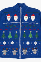 Vintage Blue Crystal Kobe Ugly Christmas Cardigan (1990s)