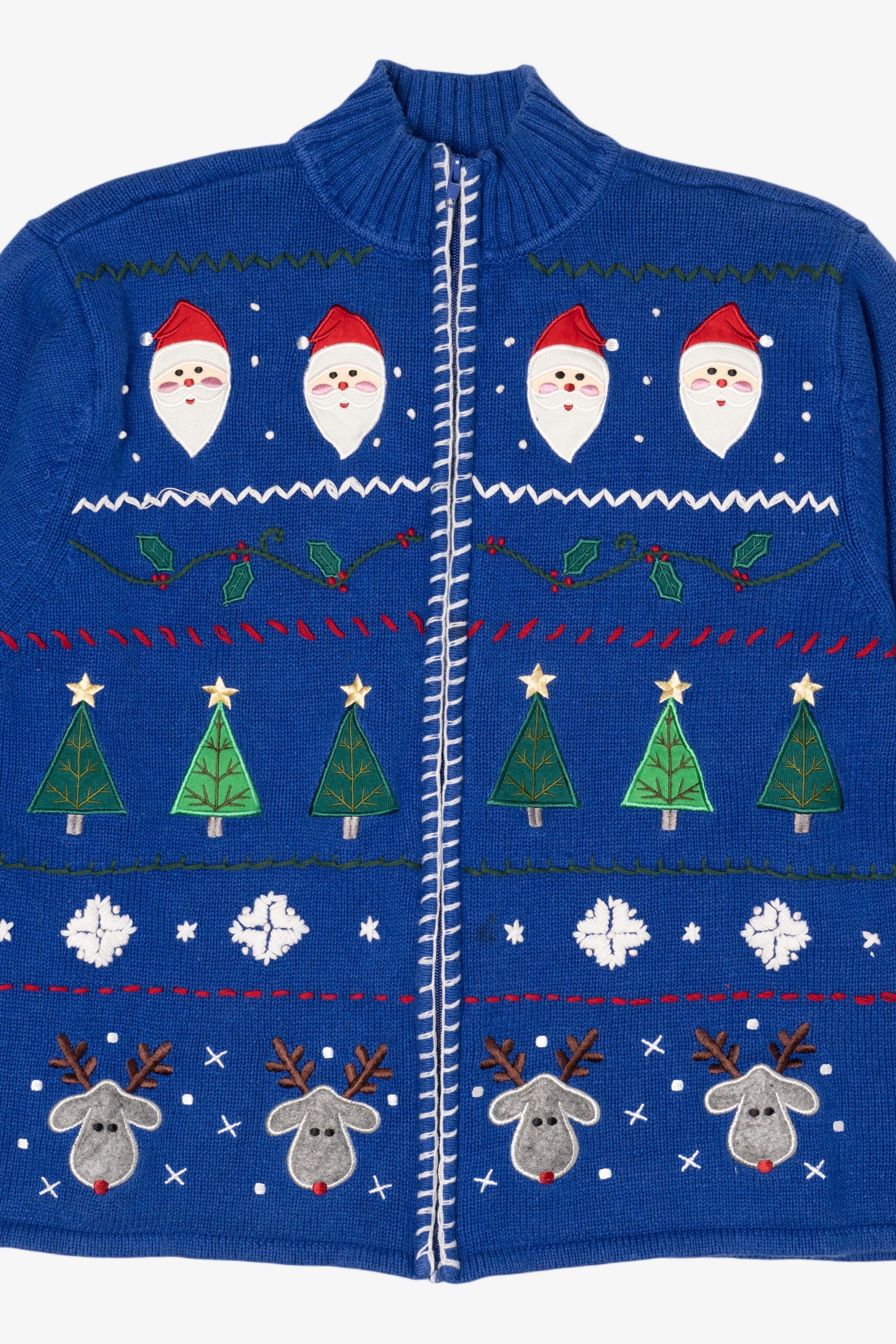 Vintage Blue Crystal Kobe Ugly Christmas Cardigan (1990s)
