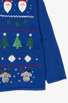 Vintage Blue Crystal Kobe Ugly Christmas Cardigan (1990s)