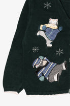 Vintage Green Christopher & Banks Cats Ugly Christmas Cardigan (1990s)