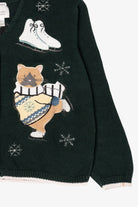 Vintage Green Christopher & Banks Cats Ugly Christmas Cardigan (1990s)