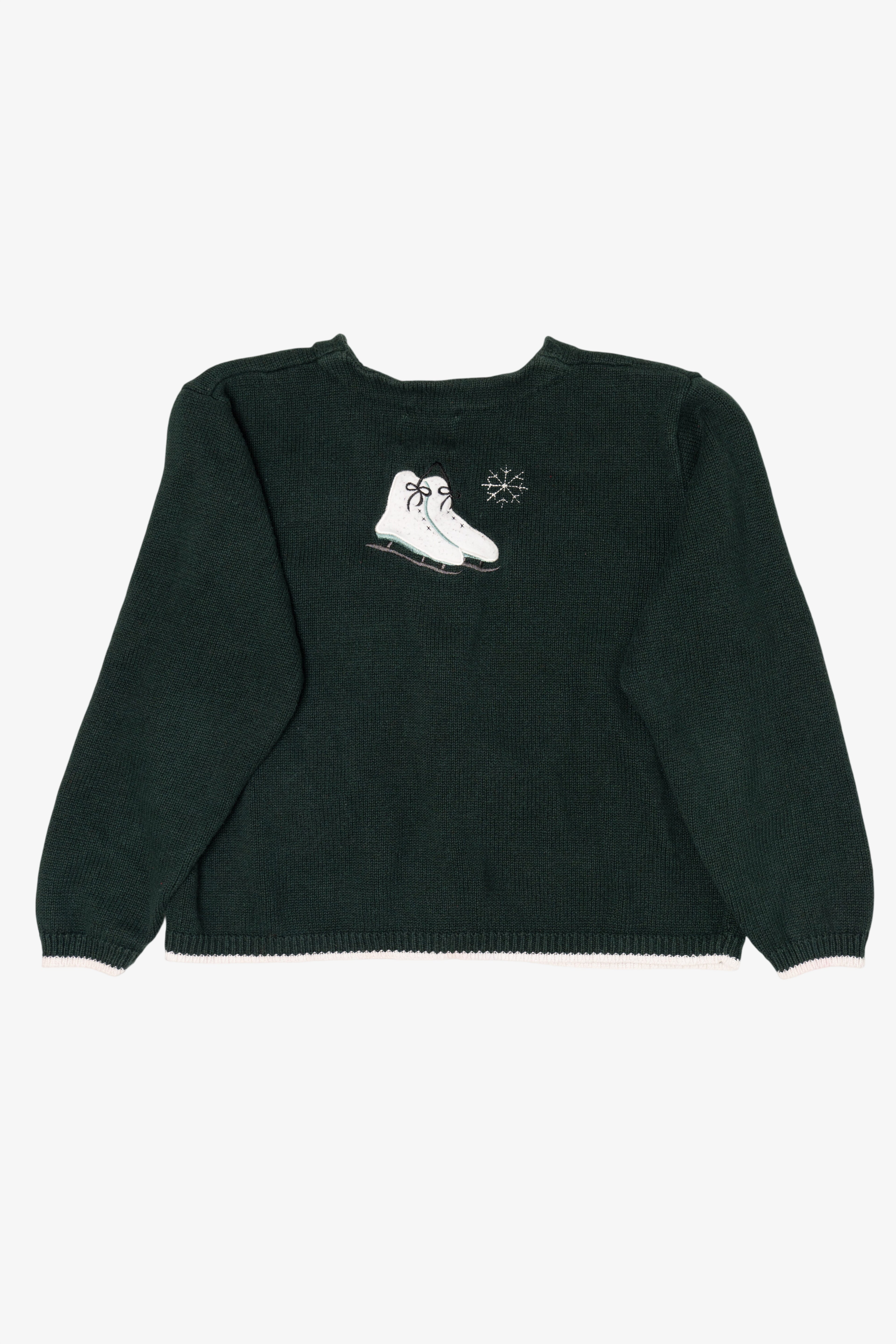 Vintage Green Christopher & Banks Cats Ugly Christmas Cardigan (1990s)