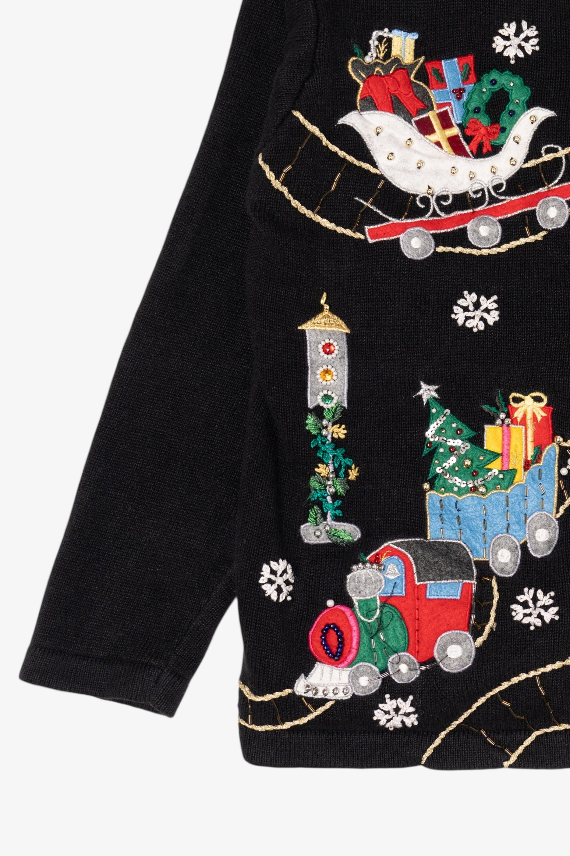 Vintage Black Victoria Jones Ugly Christmas Cardigan (1990s)