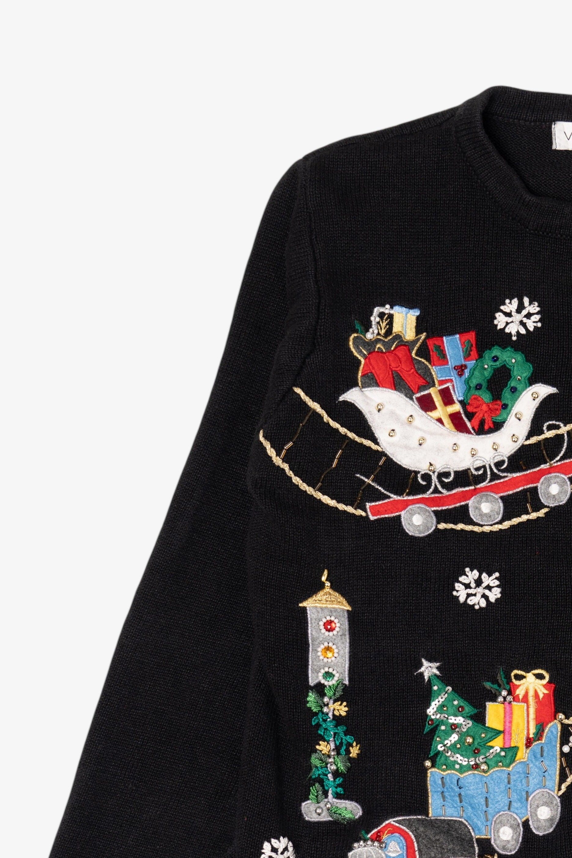 Vintage Black Victoria Jones Ugly Christmas Cardigan (1990s)