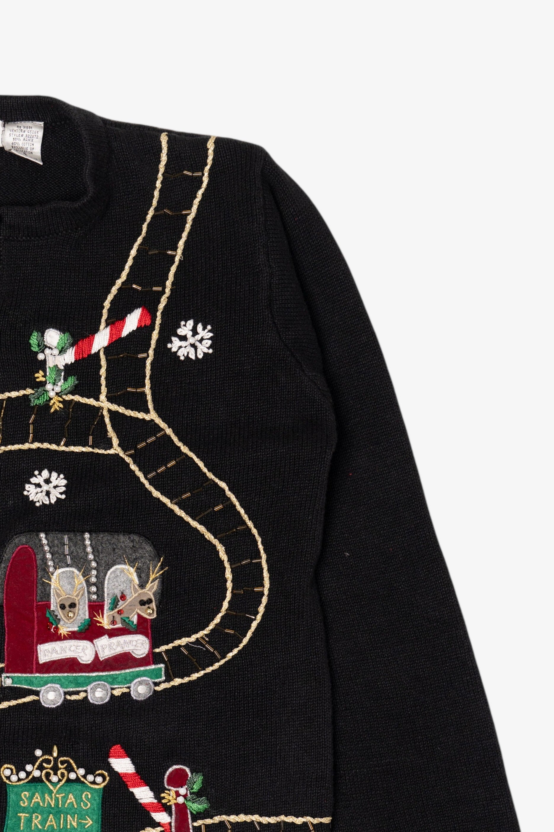 Vintage Black Victoria Jones Ugly Christmas Cardigan (1990s)