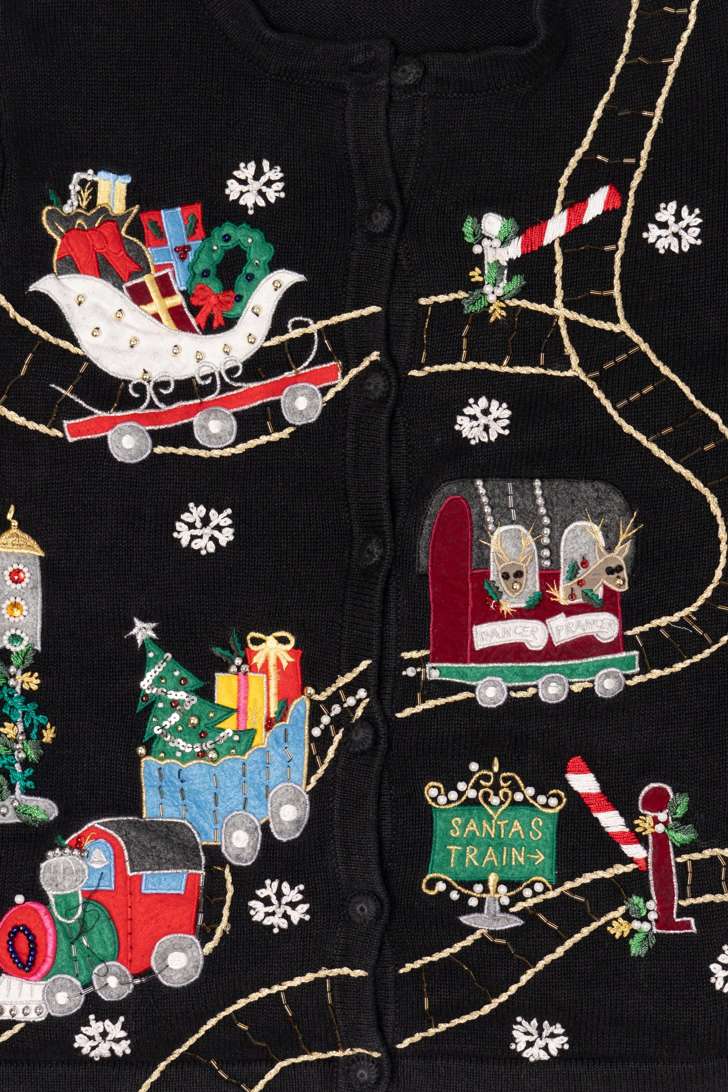 Vintage Black Victoria Jones Ugly Christmas Cardigan (1990s)