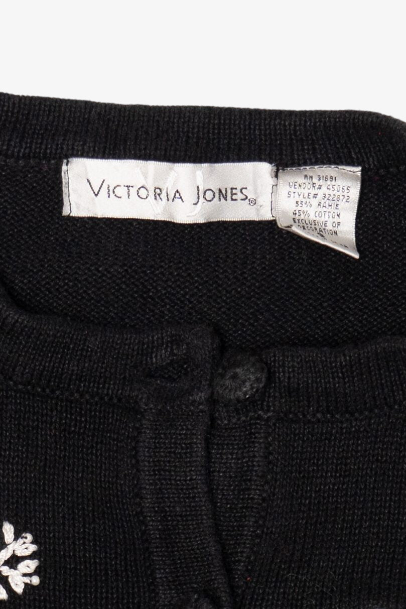Vintage Black Victoria Jones Ugly Christmas Cardigan (1990s)