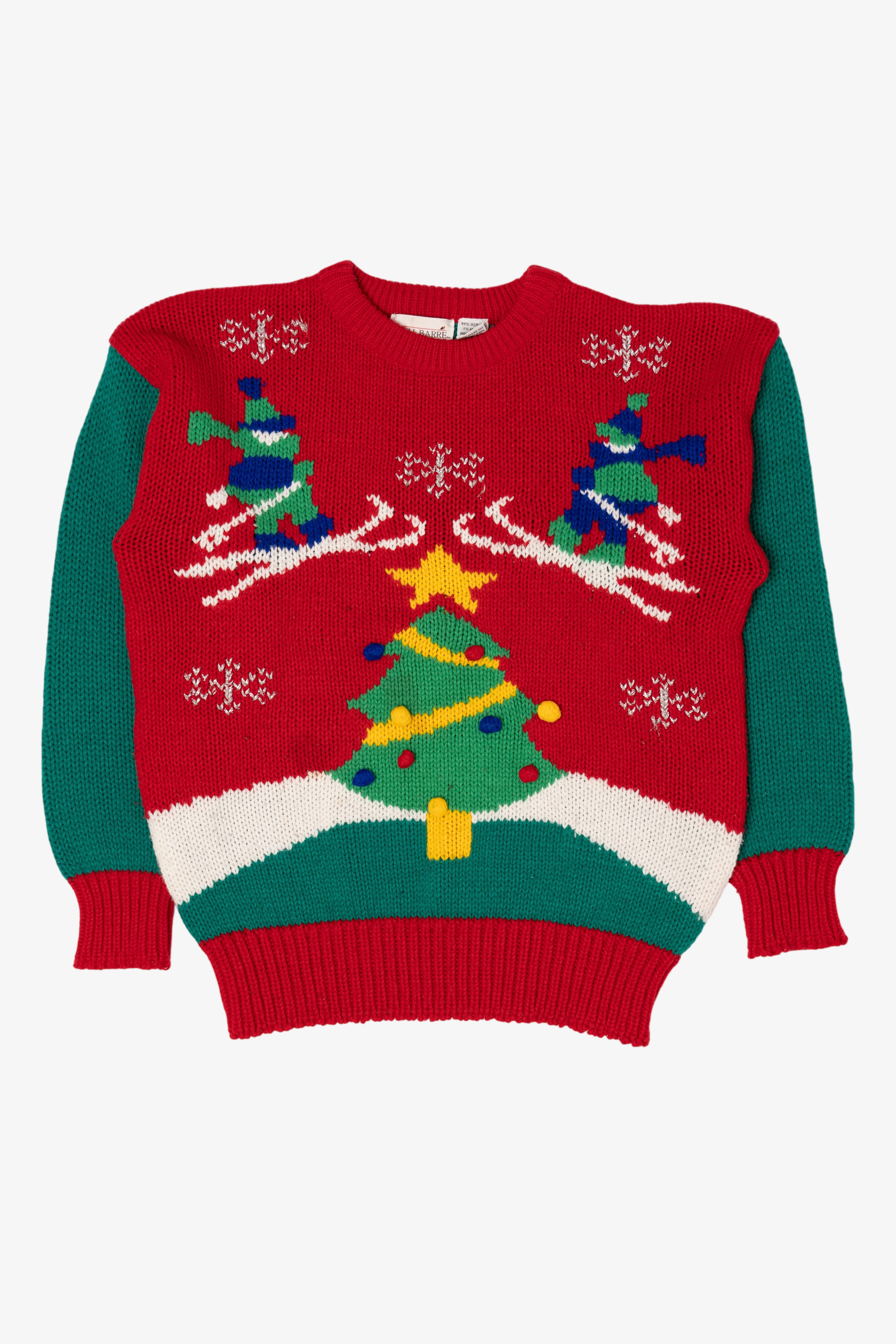 Vintage Red Adel Barre Skiing Ugly Christmas Sweater (1990s)