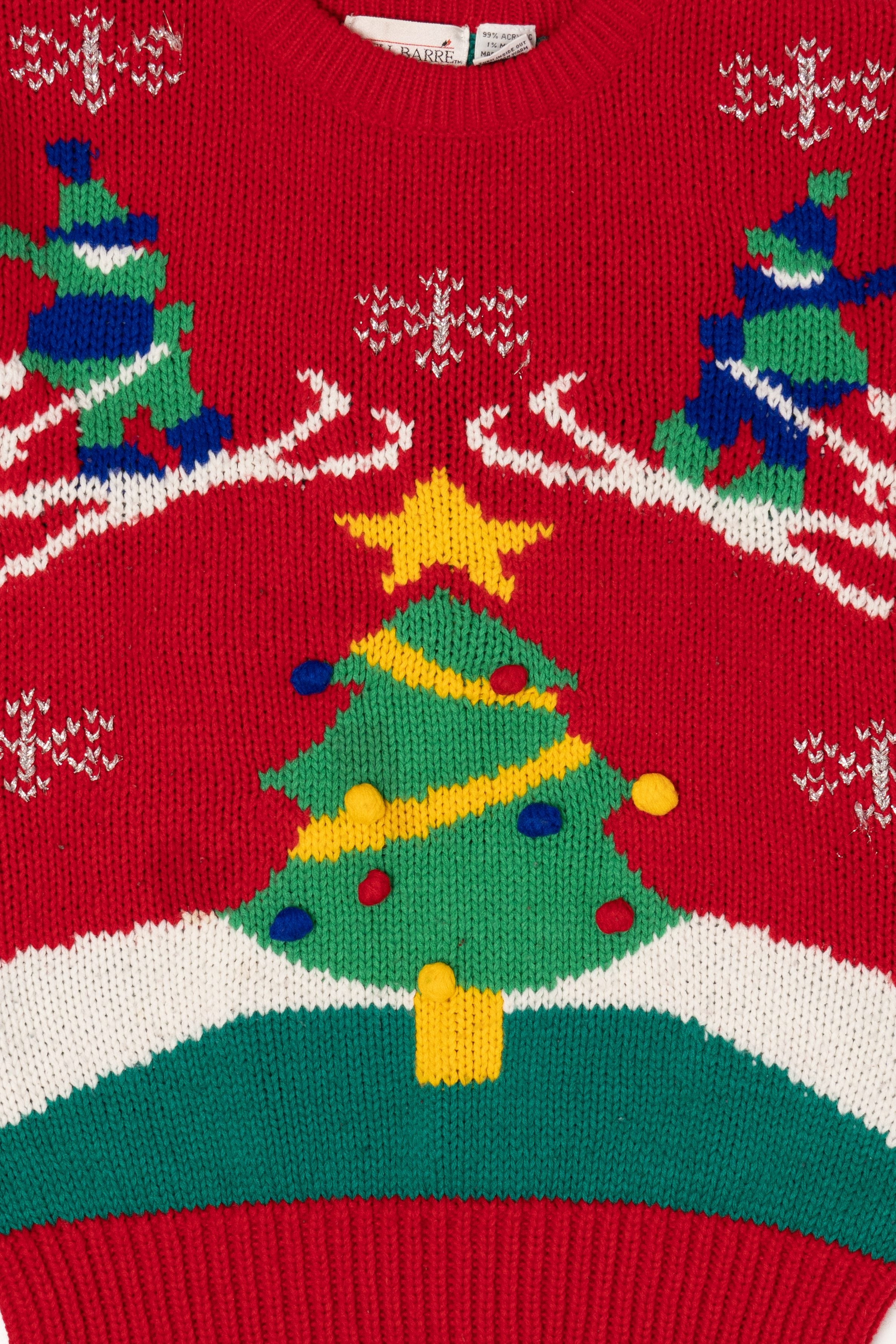 Vintage Red Adel Barre Skiing Ugly Christmas Sweater (1990s)