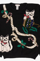 Vintage Black Lindsey Blake Cats Ugly Christmas Pullover (1990s)