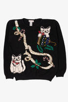 Vintage Black Lindsey Blake Cats Ugly Christmas Pullover (1990s)