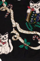 Vintage Black Lindsey Blake Cats Ugly Christmas Pullover (1990s)