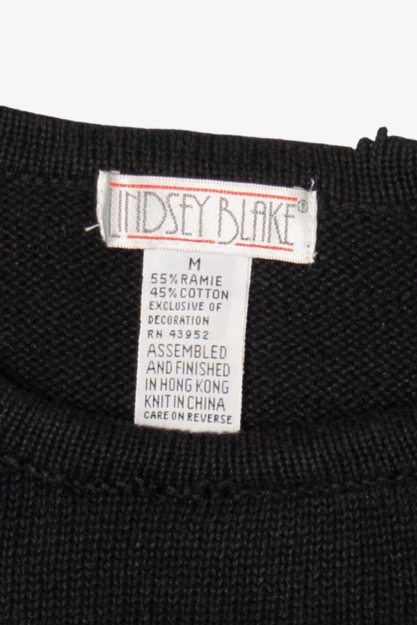 Vintage Black Lindsey Blake Cats Ugly Christmas Pullover (1990s)
