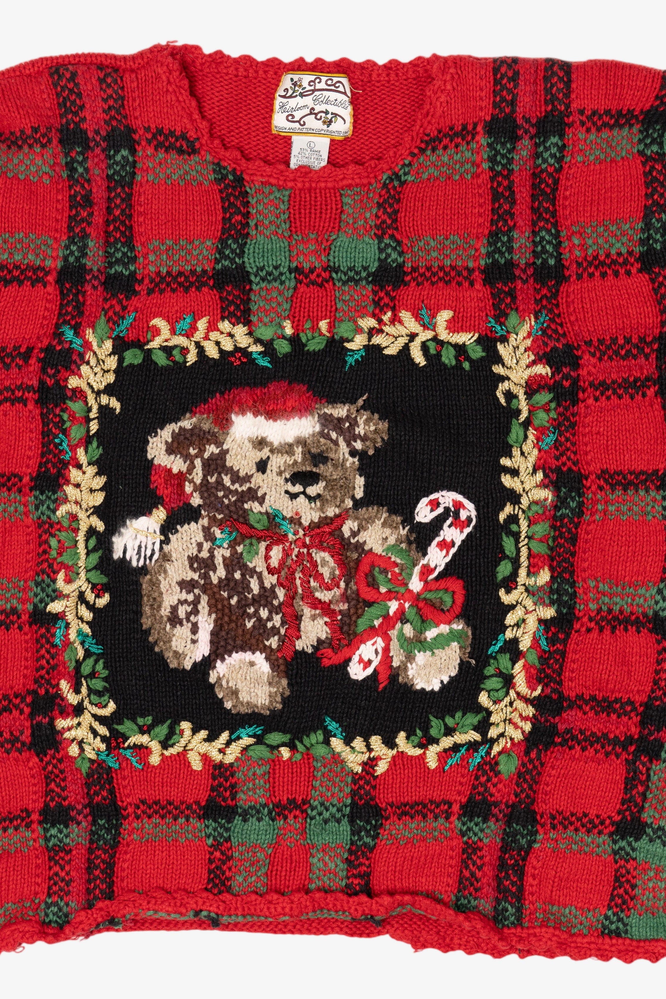 Vintage Red Heirloom Collectible Teddy Bears Ugly Christmas Pullover (1990s)
