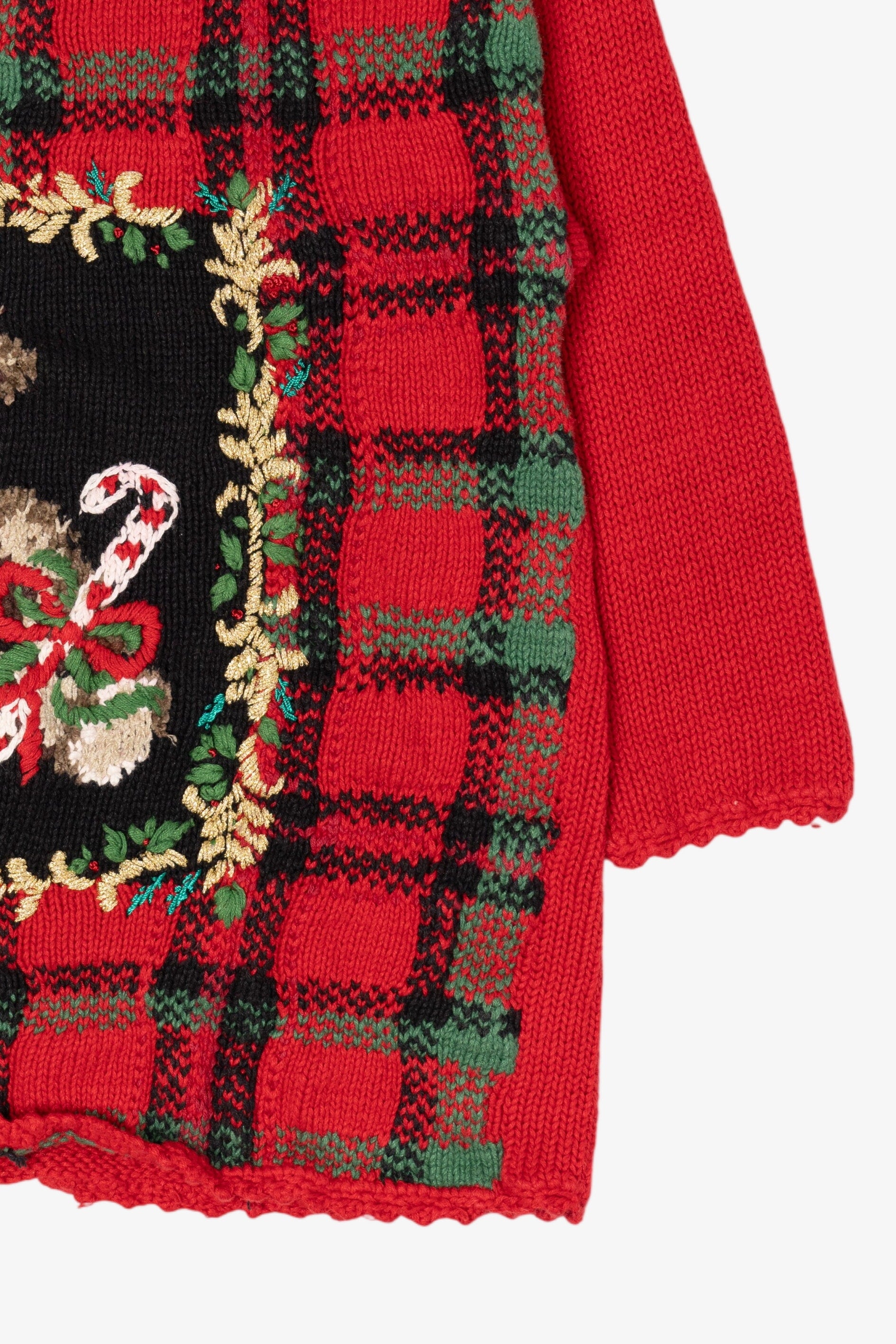 Vintage Red Heirloom Collectible Teddy Bears Ugly Christmas Pullover (1990s)