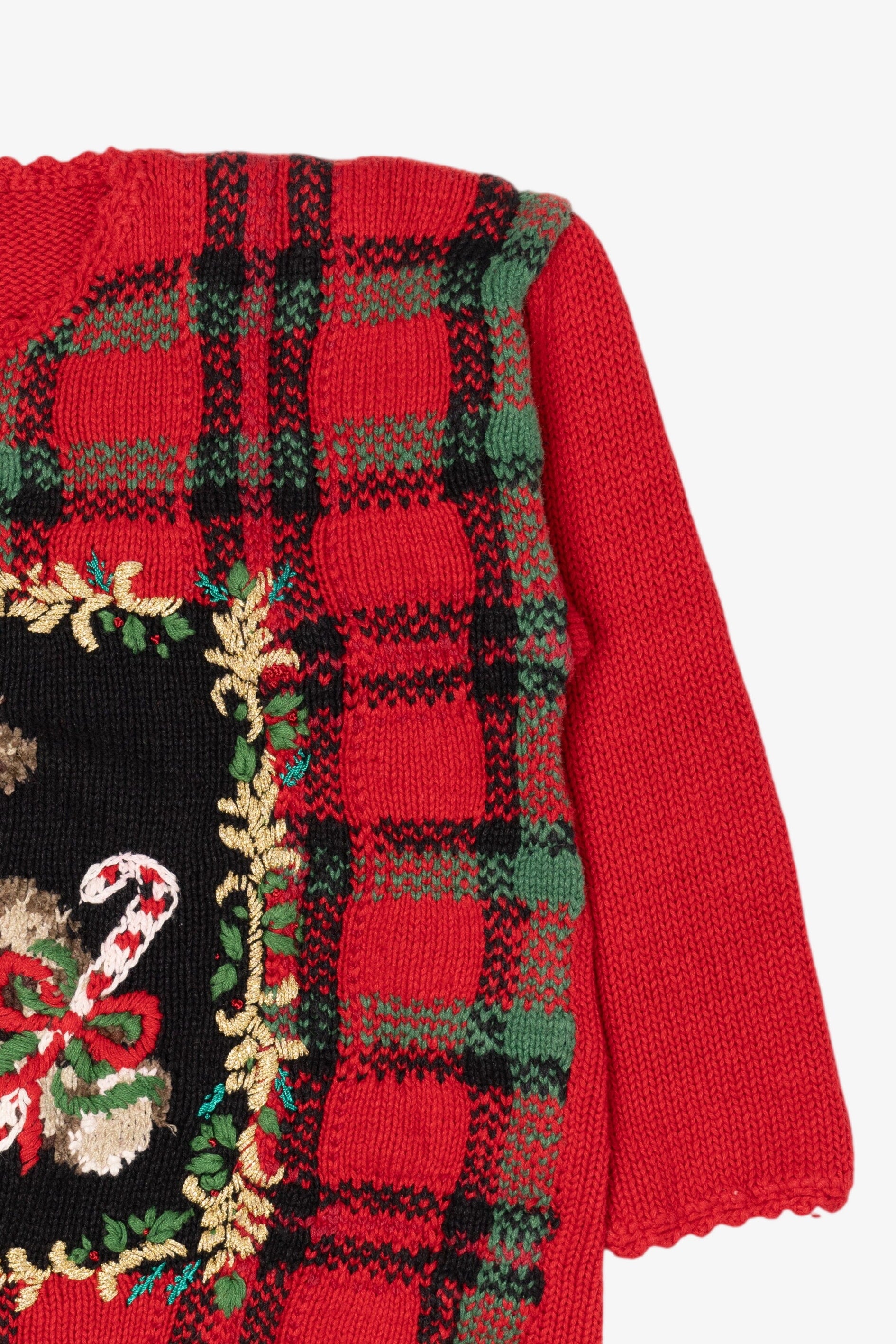 Vintage Red Heirloom Collectible Teddy Bears Ugly Christmas Pullover (1990s)