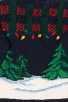 Vintage Hand Knit Navy Blue Alexandra Barlett Santa Ugly Christmas Sweater (1990s)