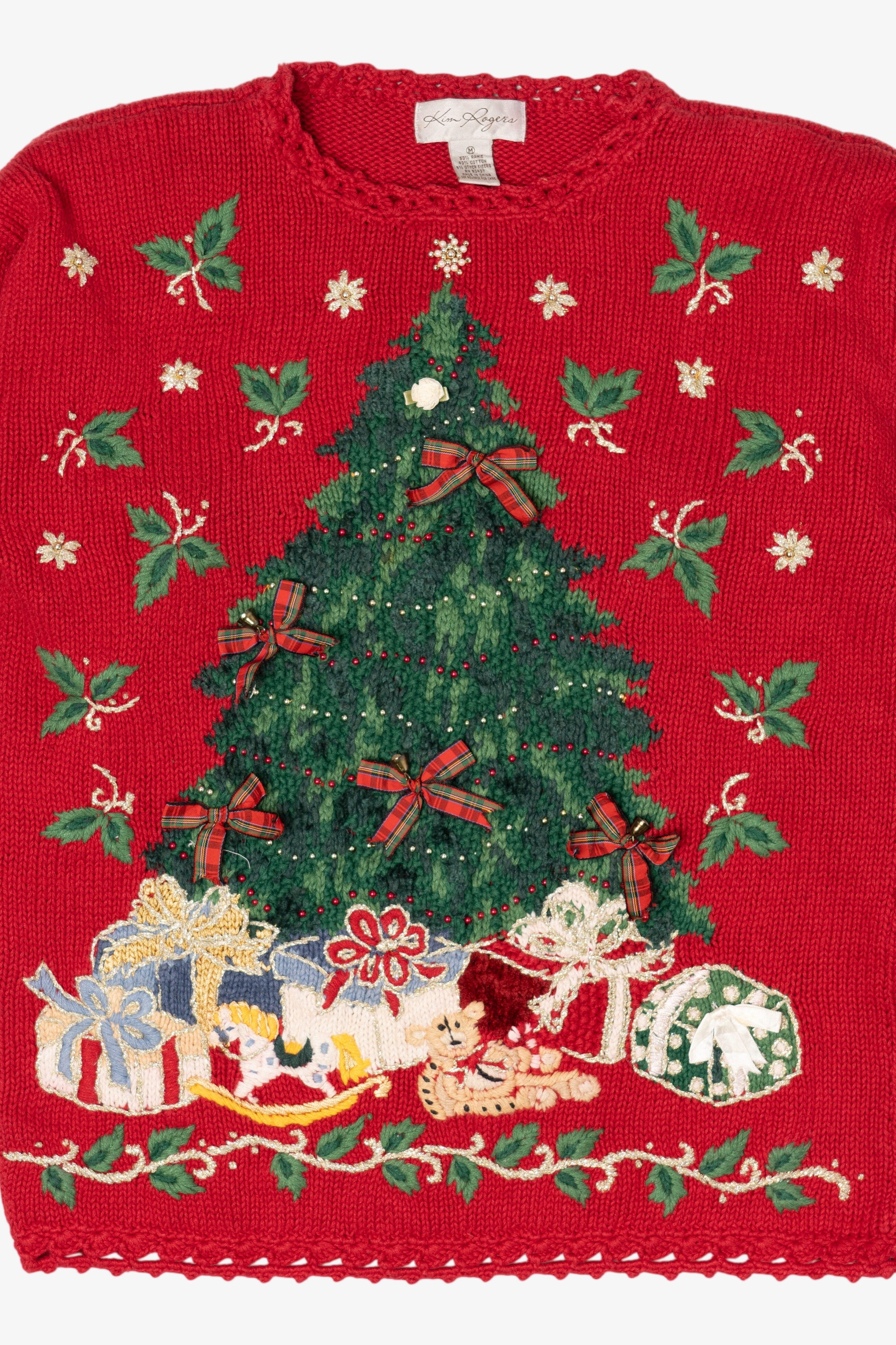 Vintage Red Kim Rogers Tree Ugly Christmas Pullover (1990s)