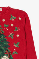 Vintage Red Kim Rogers Tree Ugly Christmas Pullover (1990s)