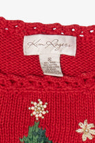 Vintage Red Kim Rogers Tree Ugly Christmas Pullover (1990s)