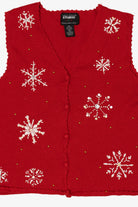 Vintage Red Studio Joy Snowflakes Ugly Christmas Vest (1990s)