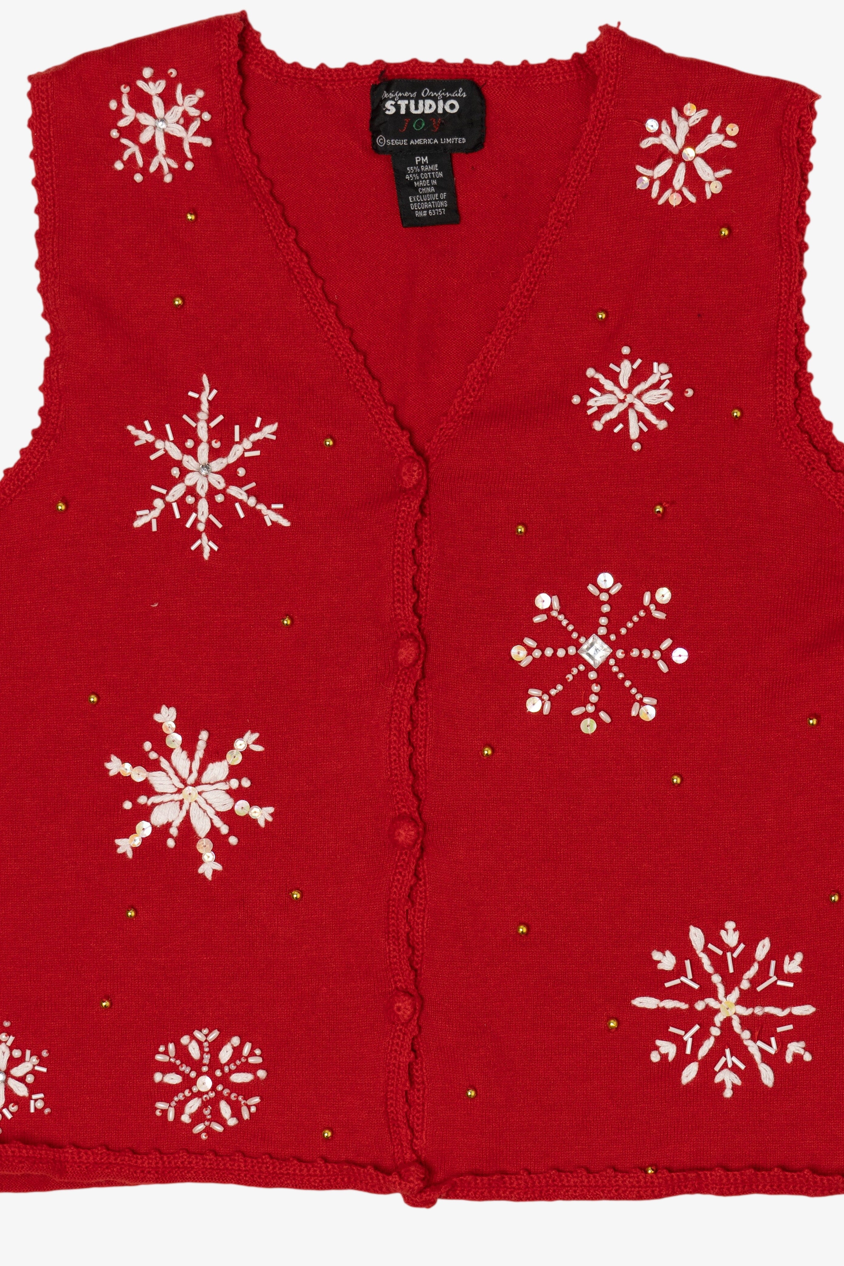 Vintage Red Studio Joy Snowflakes Ugly Christmas Vest (1990s)