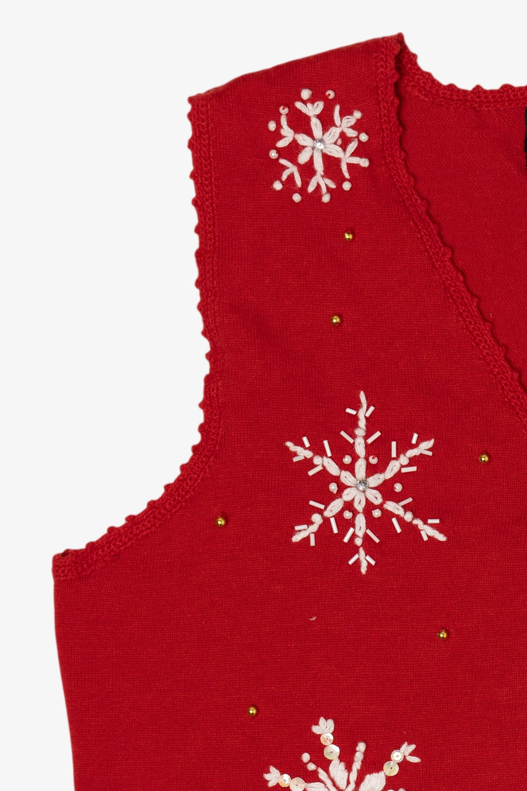 Vintage Red Studio Joy Snowflakes Ugly Christmas Vest (1990s)