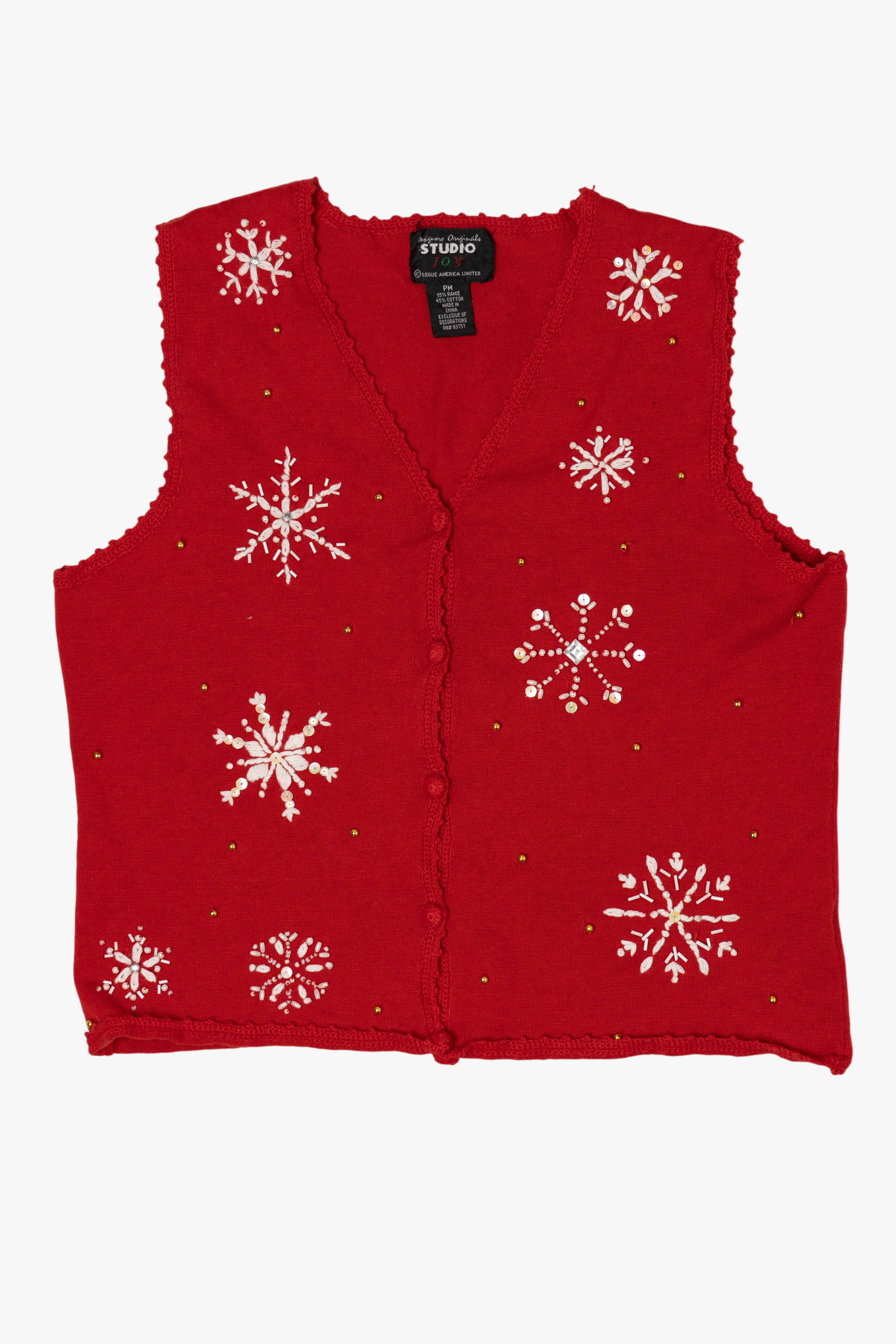 Vintage Red Studio Joy Snowflakes Ugly Christmas Vest (1990s)