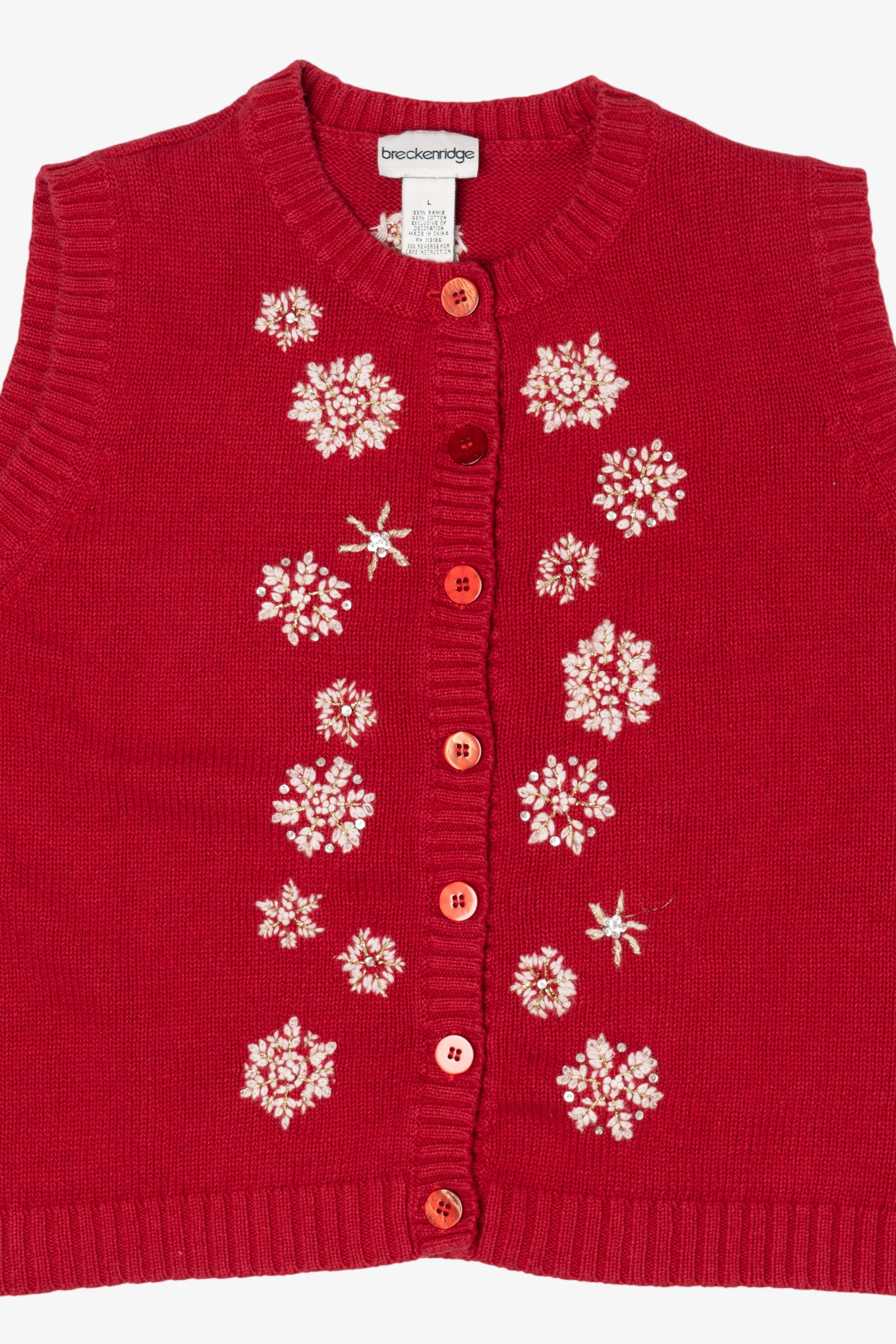 Vintage Red Breckenridge Snowflakes Ugly Christmas Vest (1990s)