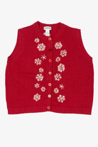 Vintage Red Breckenridge Snowflakes Ugly Christmas Vest (1990s)
