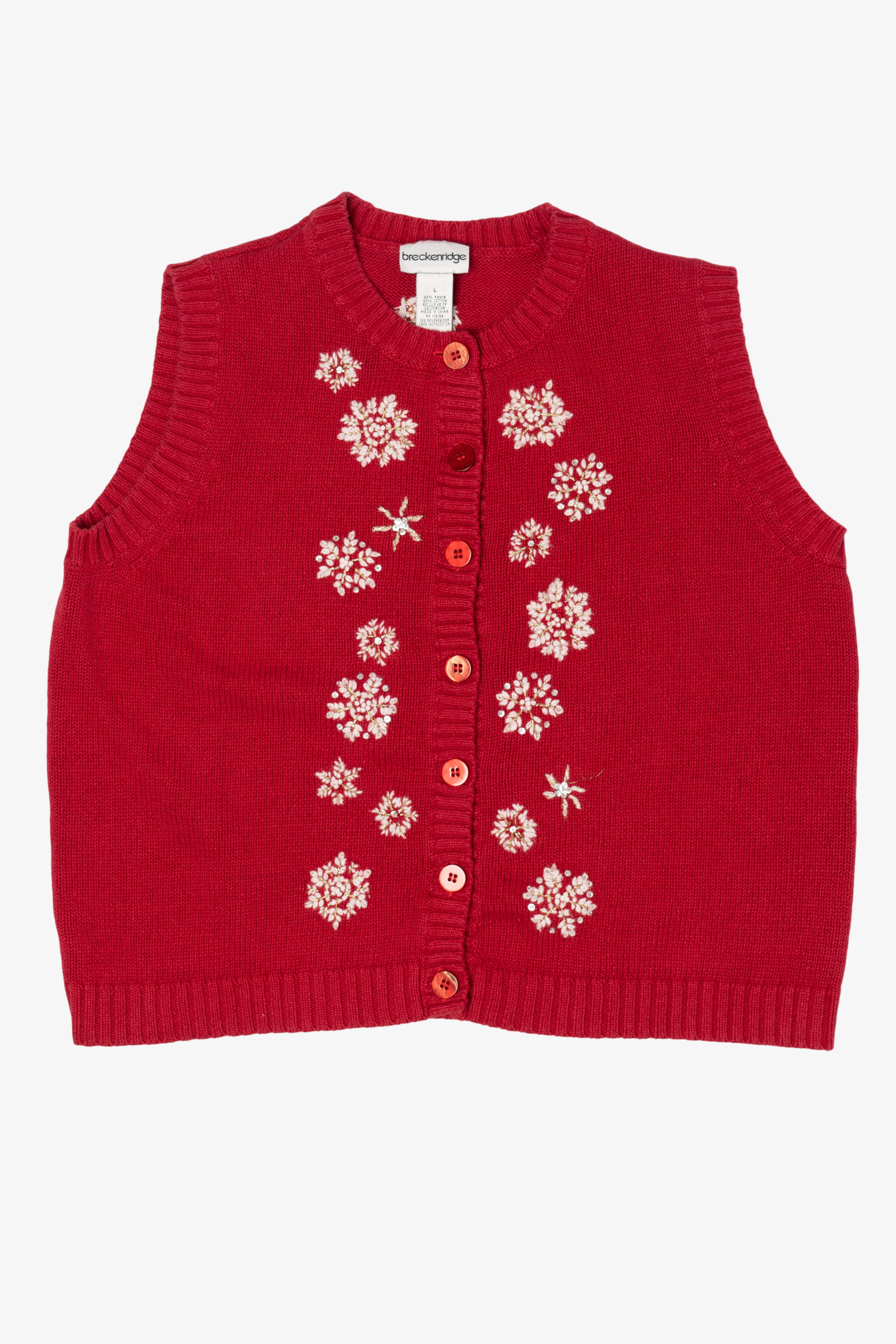 Vintage Red Breckenridge Snowflakes Ugly Christmas Vest (1990s)
