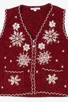 Vintage Red Mercer Street Studio Snowflakes Ugly Christmas Vest (1990s)
