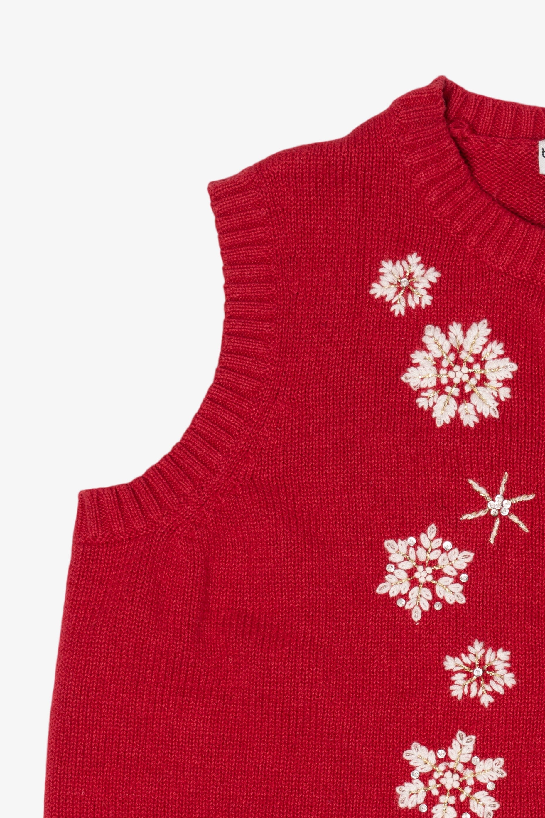 Vintage Red Breckenridge Snowflakes Ugly Christmas Vest (1990s)
