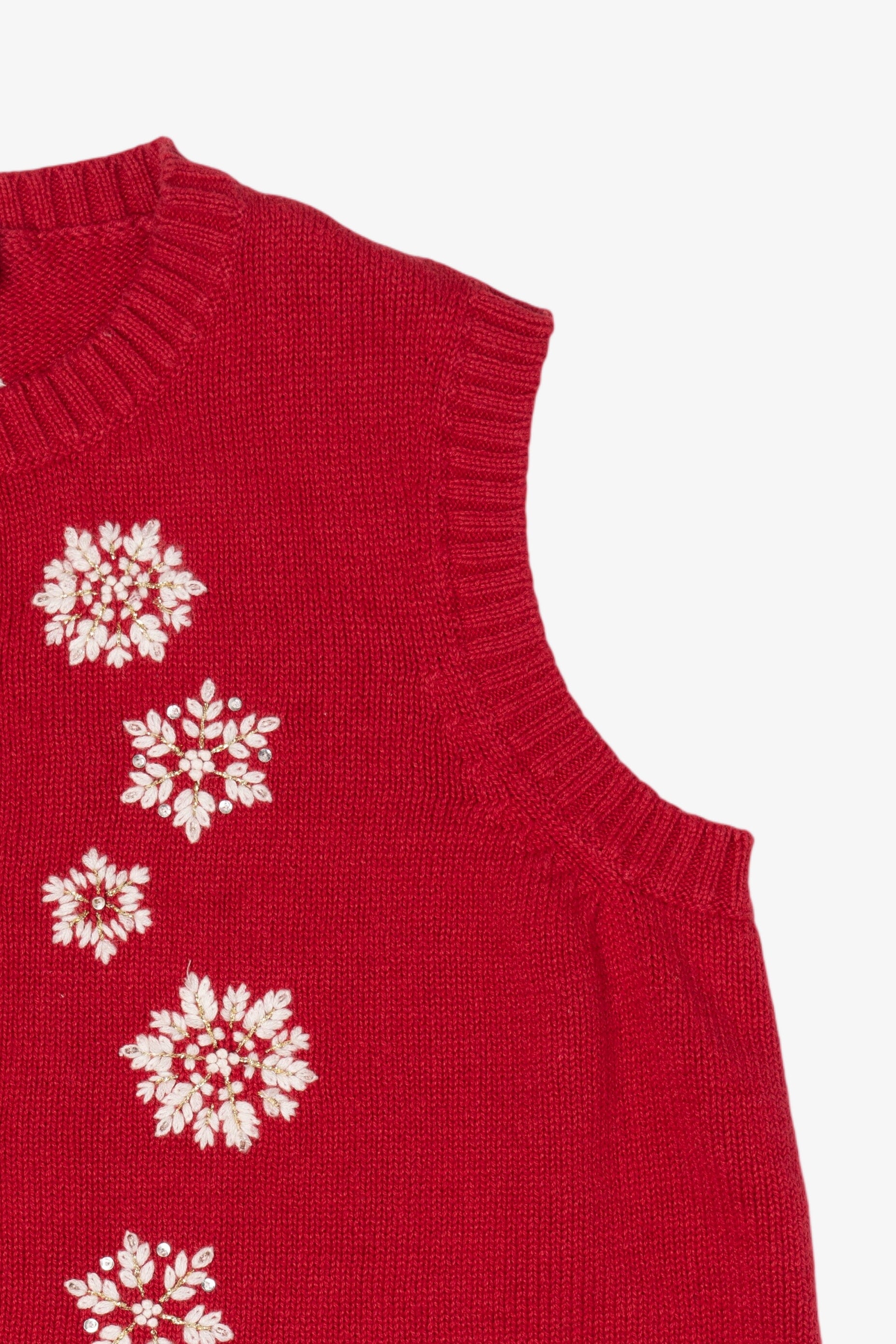 Vintage Red Breckenridge Snowflakes Ugly Christmas Vest (1990s)