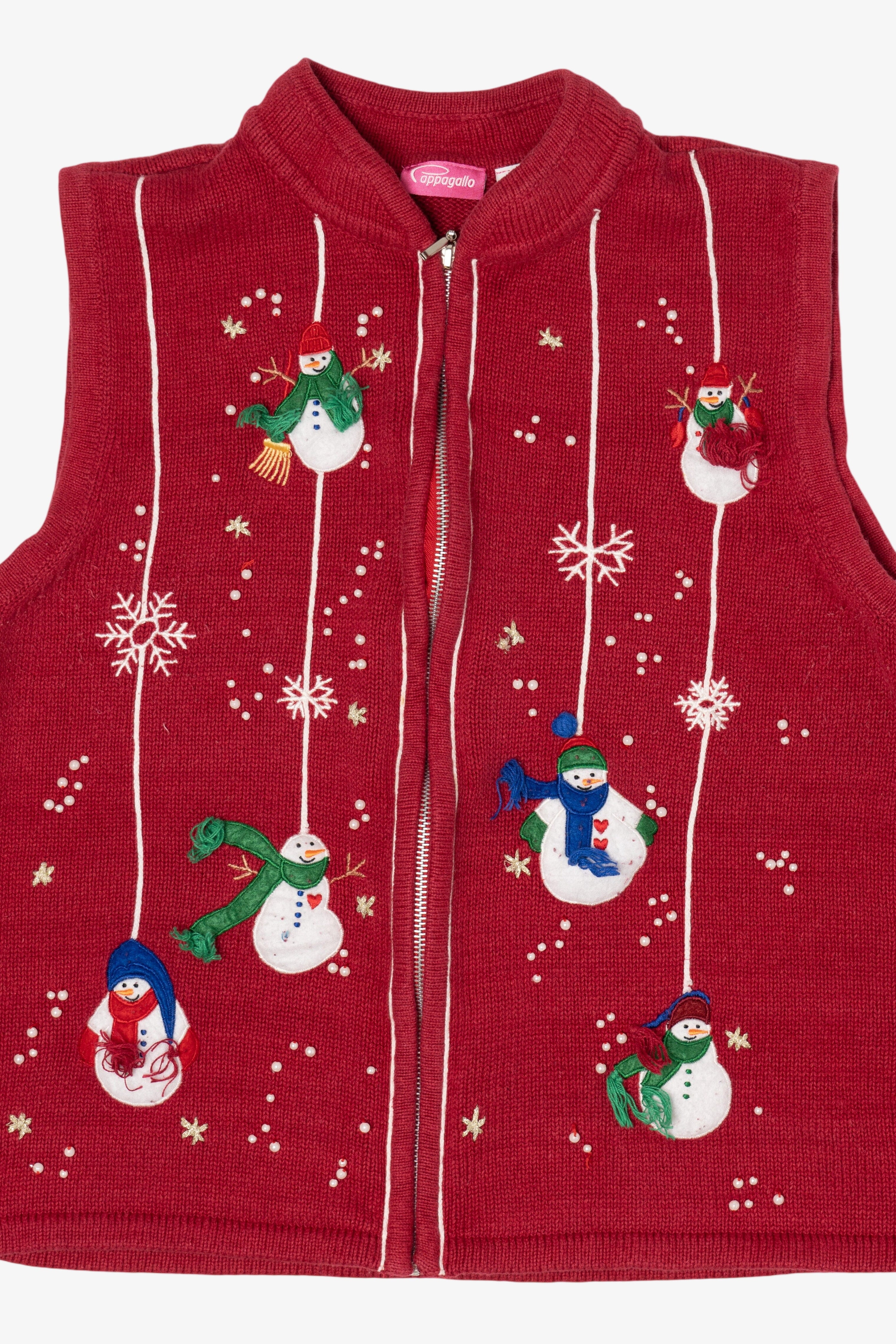 Vintage Red Cappagallo Snowmen Ugly Christmas Vest (1990s)