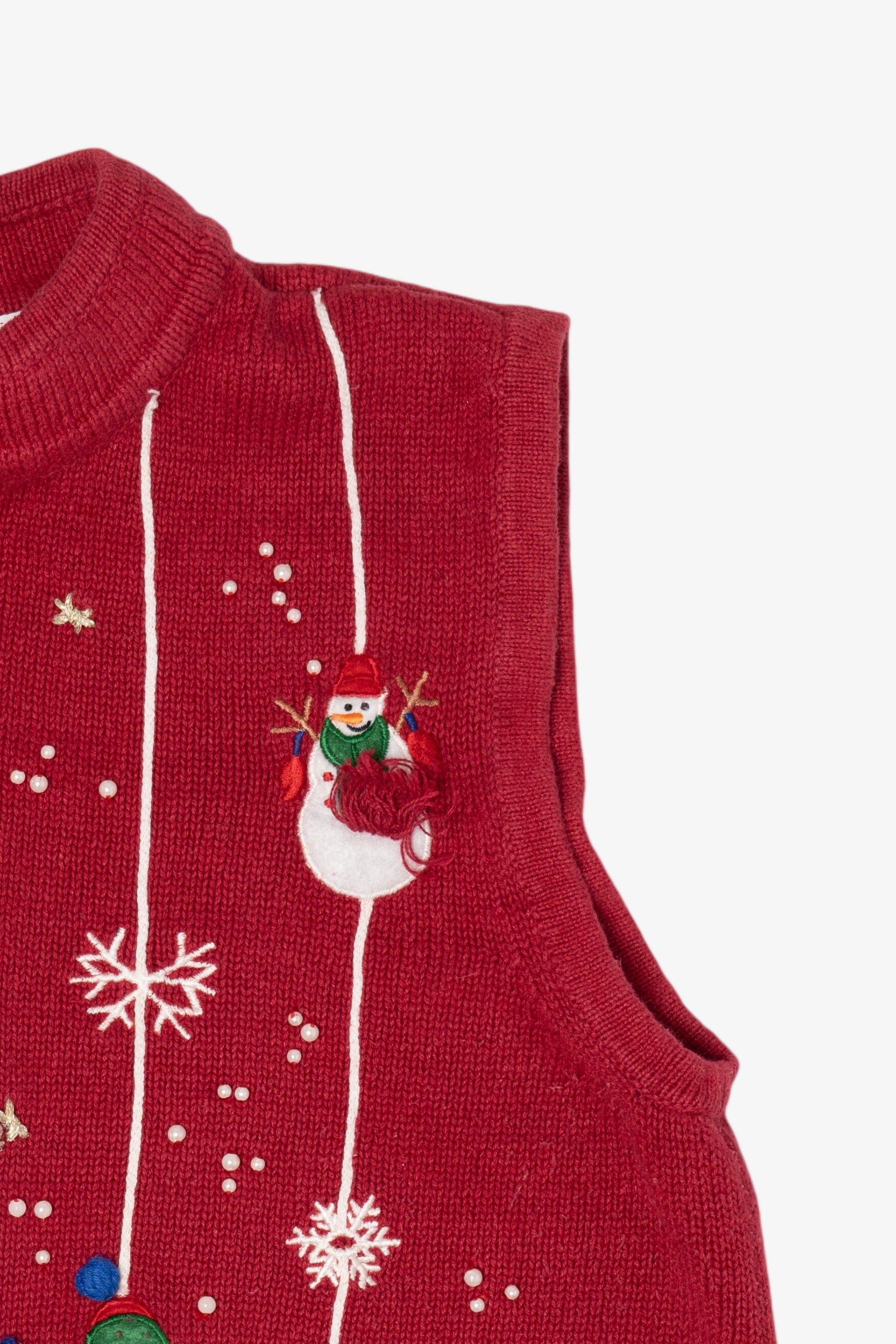 Vintage Red Cappagallo Snowmen Ugly Christmas Vest (1990s)