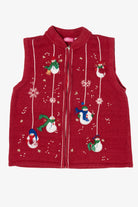 Vintage Red Cappagallo Snowmen Ugly Christmas Vest (1990s)