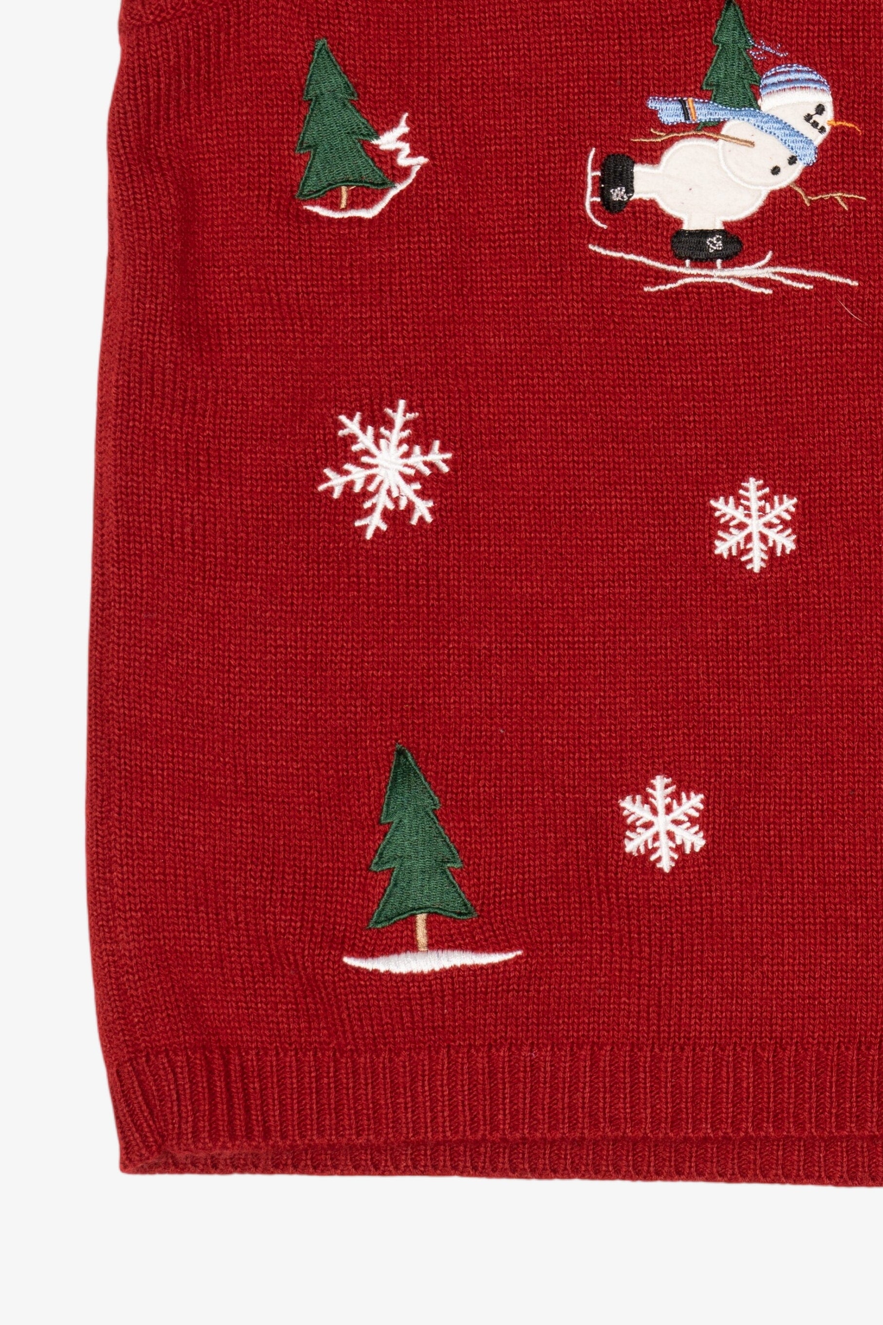 Vintage Red Holiday Joy Snowmen Ugly Christmas Vest (1990s)
