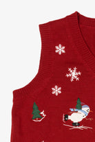 Vintage Red Holiday Joy Snowmen Ugly Christmas Vest (1990s)