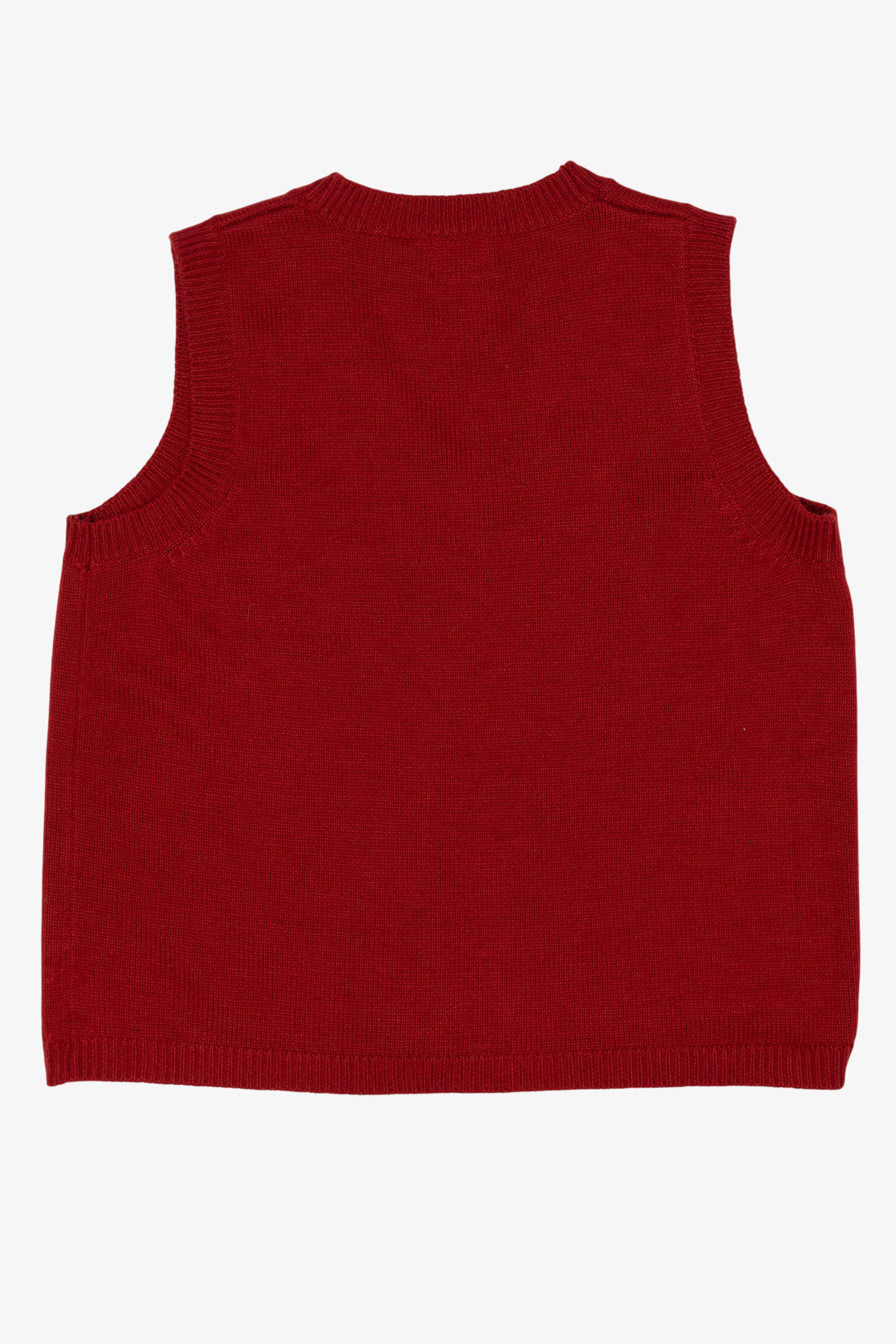Vintage Red Holiday Joy Snowmen Ugly Christmas Vest (1990s)