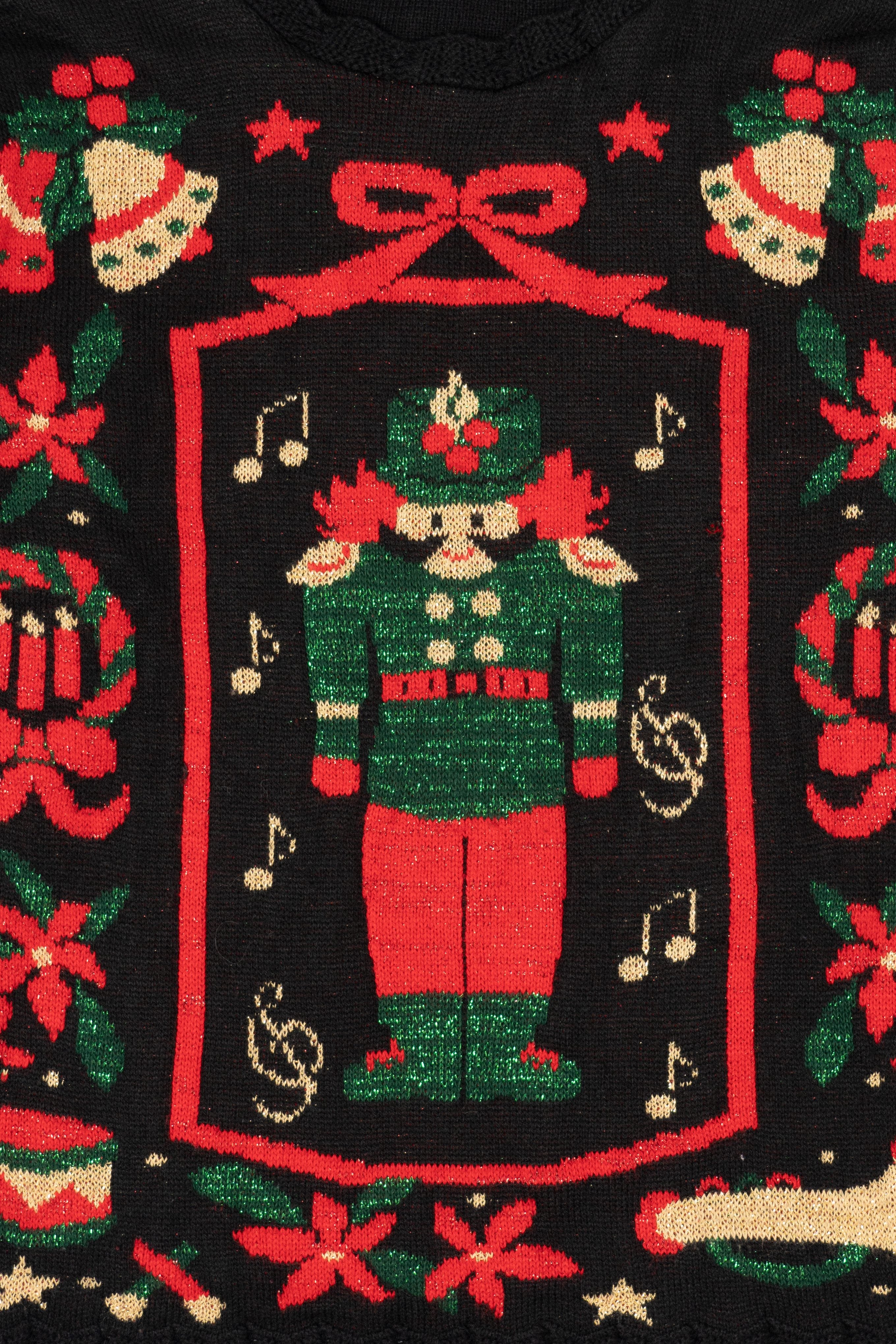 Vintage Black Nutcracker Ugly Christmas Pullover (1990s)
