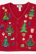 Vintage Red Tiara International Trees Ugly Christmas Cardigan (2000s)
